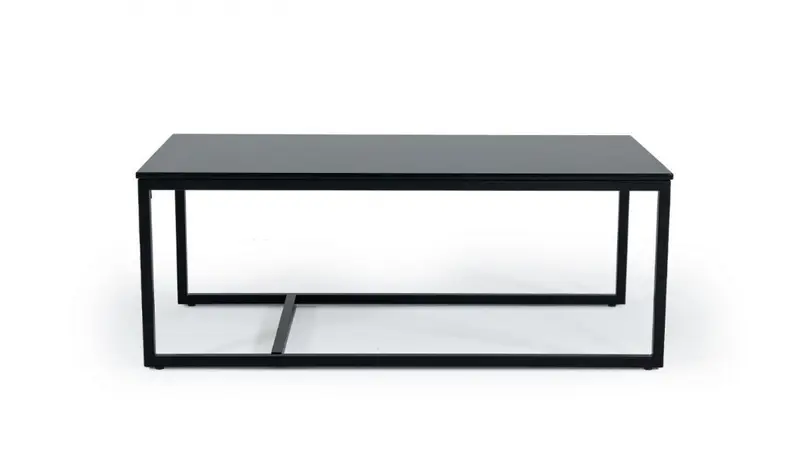 47" Black And Black Marble Stone Rectangular Coffee Table By Homeroots