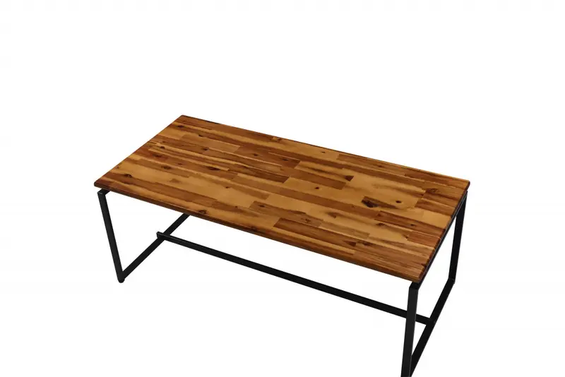 47" Black And Oak Pvc Veneer Rectangular Coffee Table By Homeroots