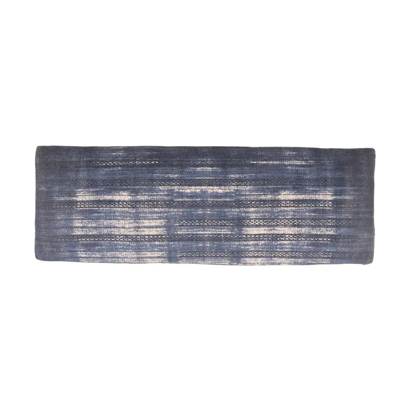 47" Blue And Cream Abstract Design Blue Leg Upholstered Bench By Homeroots