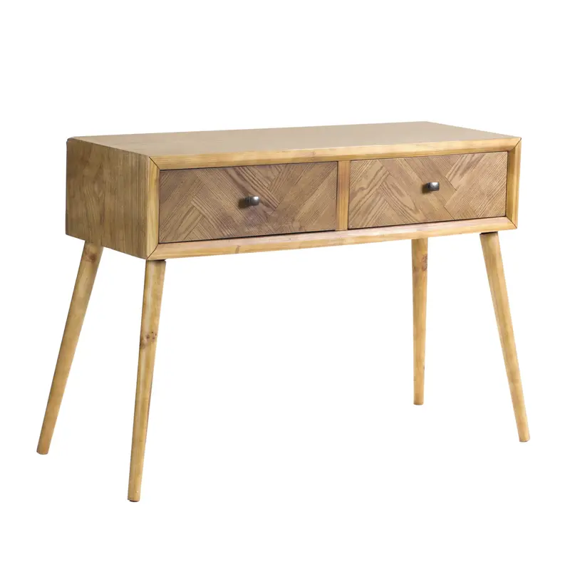47" Brown End Table With Two Drawers By Homeroots
