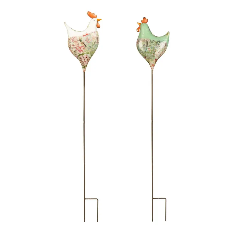 47"H Metal Garden Stake, Decoupage Rooster, In CDU