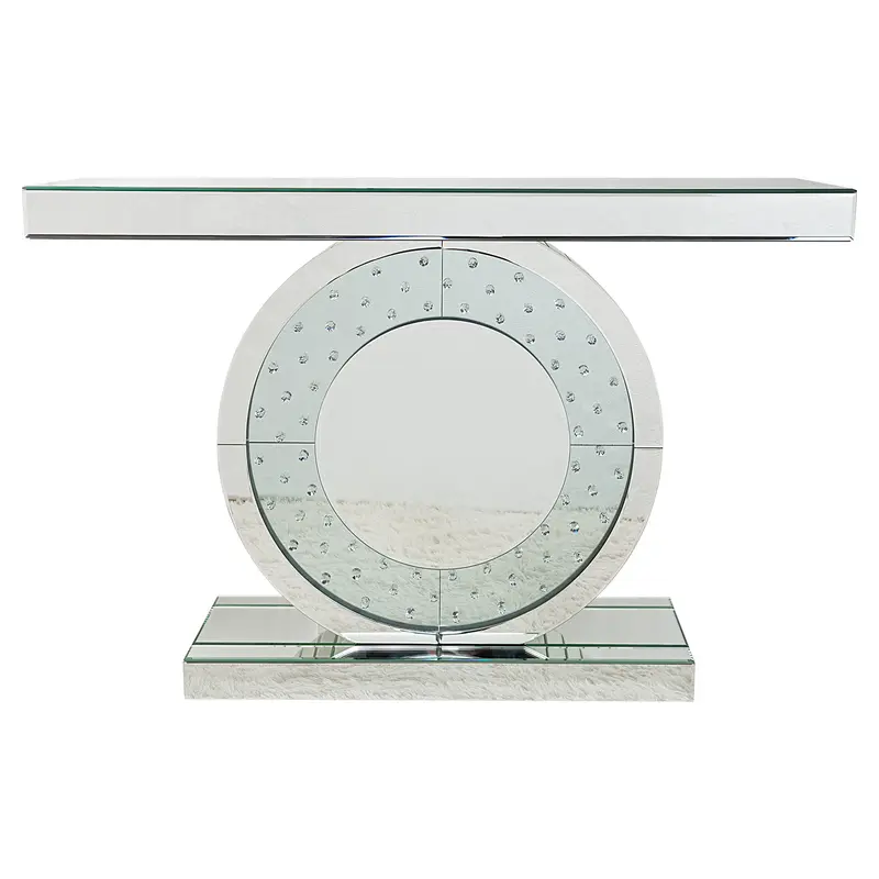 47" Silver Mirrored Glass Pedestal Console Table By Homeroots