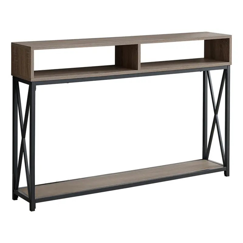 47" Taupe And Black Frame Console Table With Storage By Homeroots