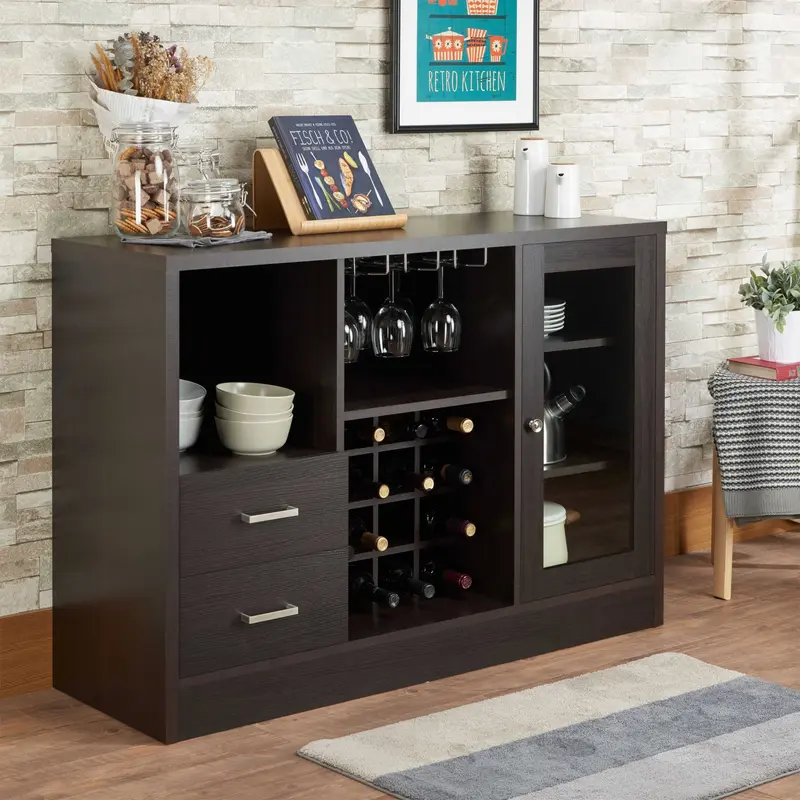 47" X 16" X 33" Espresso Wood Server By Homeroots