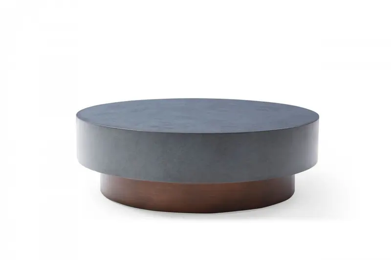 48" Antique Copper And Grey Steel Round Coffee Table By Homeroots