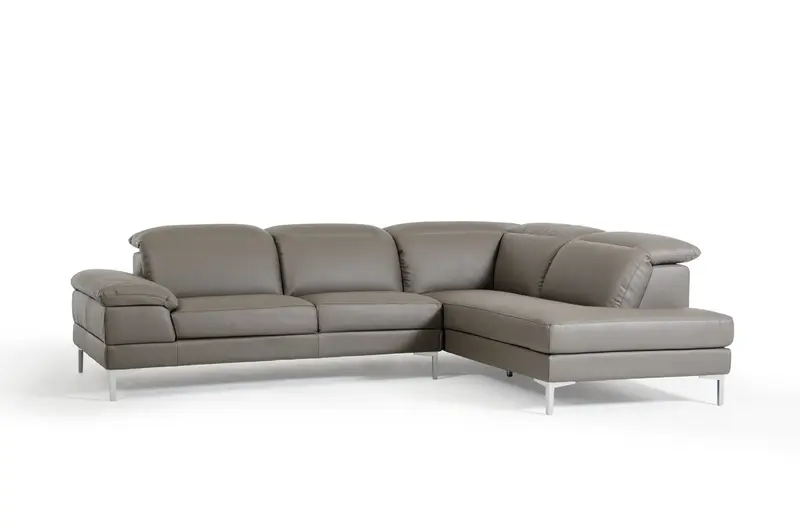 48' Grey Eco Leather Wood Steel and Foam Sectional Sofa By Homeroots