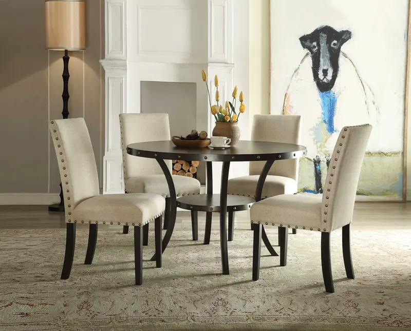 48' Oak Round Dining Table By Homeroots