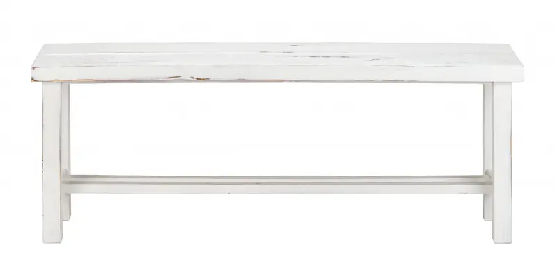 48" Rustic White Distressed Bench By Homeroots