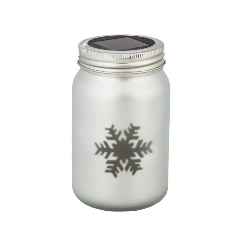 5.5"H Solar Christmas Mason Jars, Silver