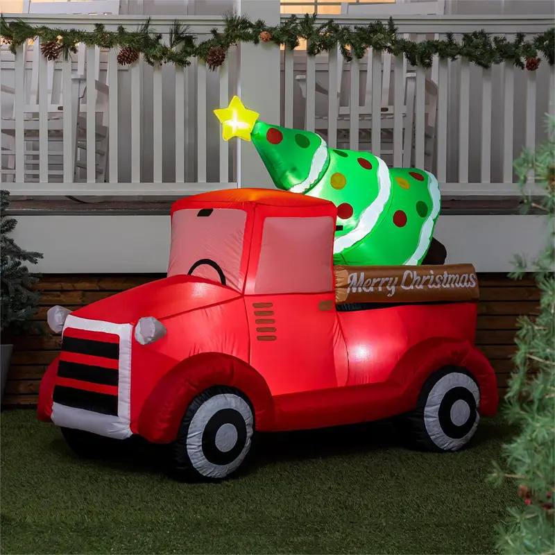 5.6ft Wide EverInflatable, Red Truck & Christmas Tree