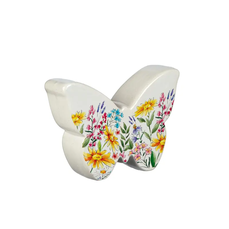 5" Ceramic Butterfly with Floral Design Table Décor