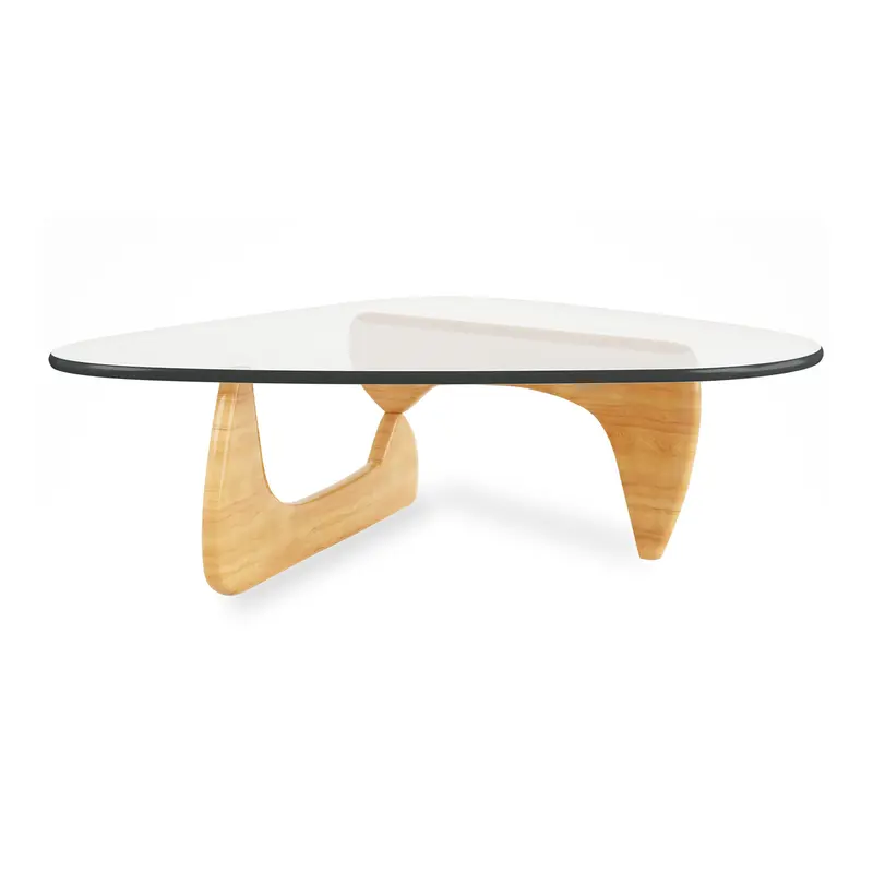 50" Natural And Clear Glass Triangle Coffee Table By Homeroots