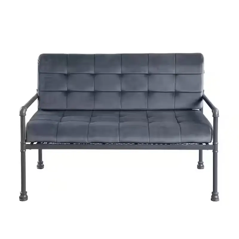 51" Gray Tufted Velvet And Gray Love Seat By Homeroots