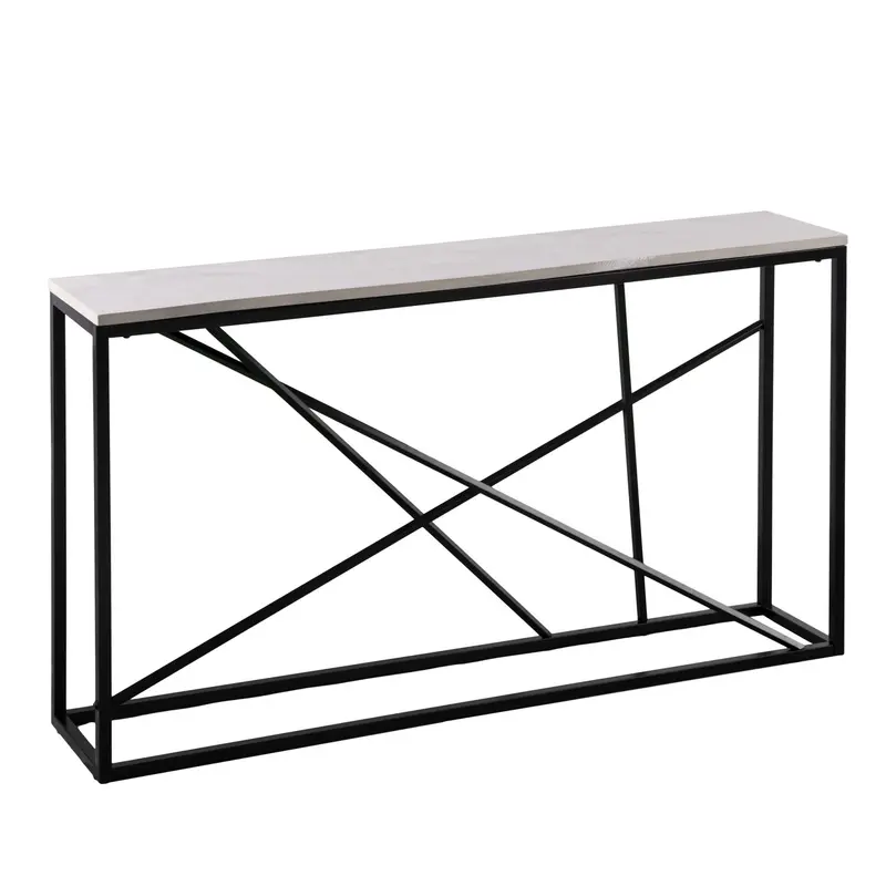 52" White and Black Faux Marble Frame Console Table By Homeroots