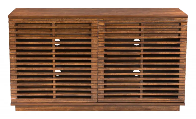 54" Walnut Modern Retro Grooves TV Media Center By Homeroots
