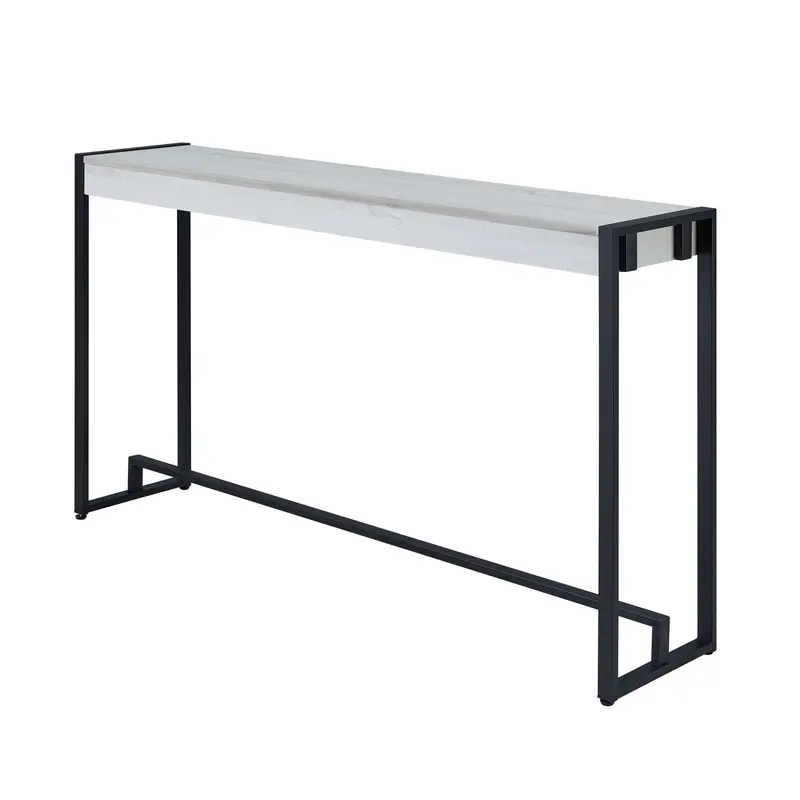 54" White and Black Distressed Sled Console Table By Homeroots