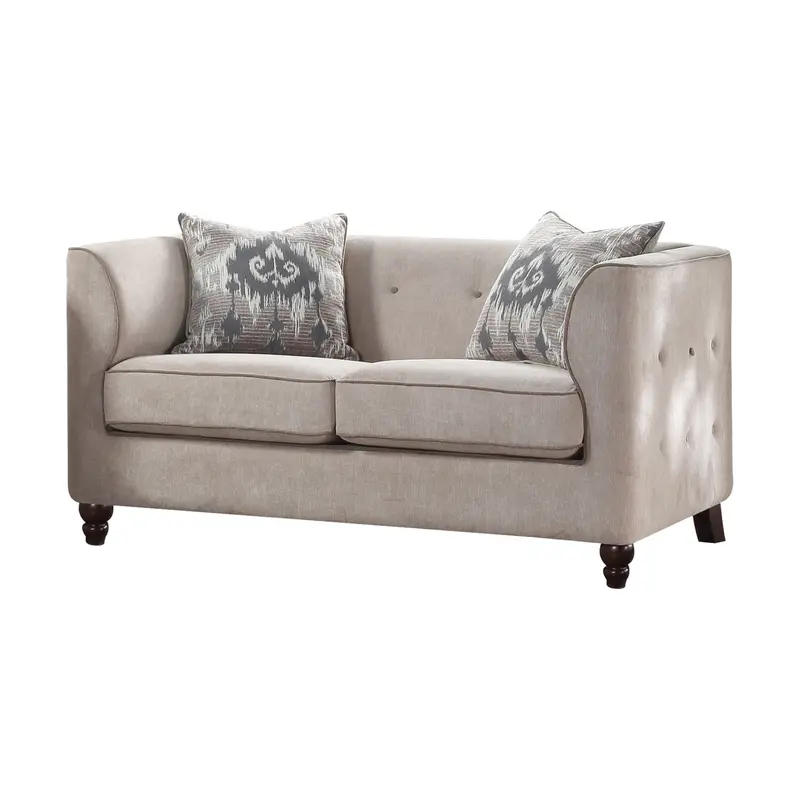 58" Tan Velvet And Black Love Seat By Homeroots
