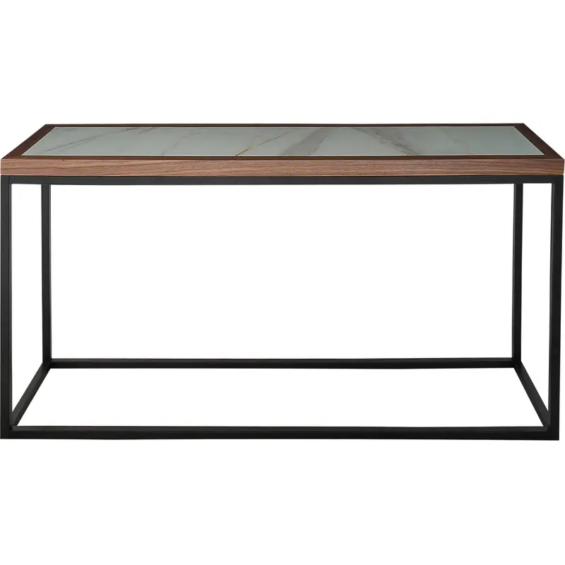 59" Brown and White and Black Glass Frame Console Table By Homeroots