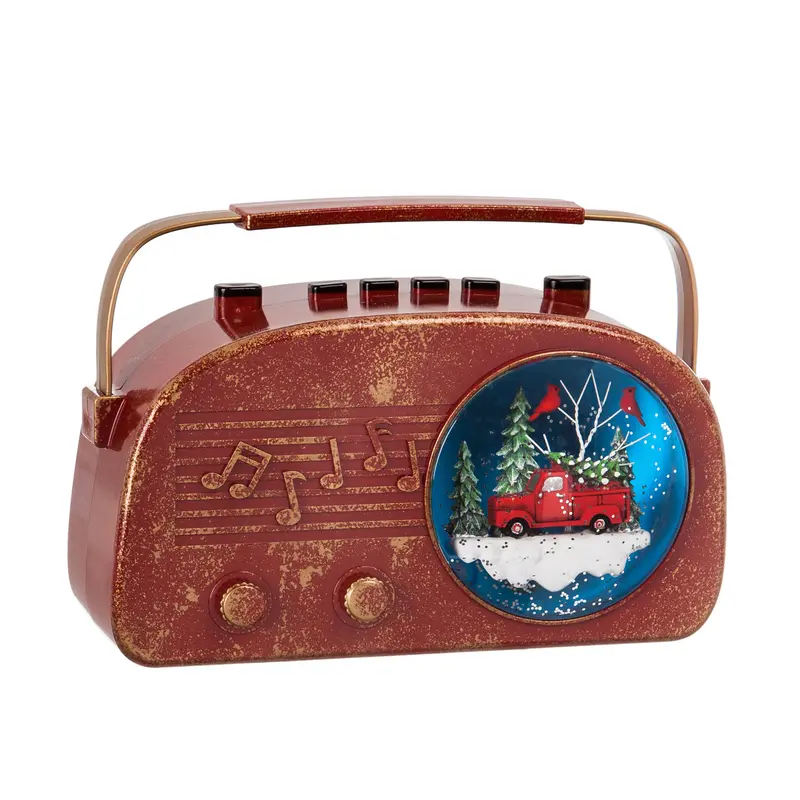 6.5" LED Musical Antique Radio Tabletop Decor,8led456