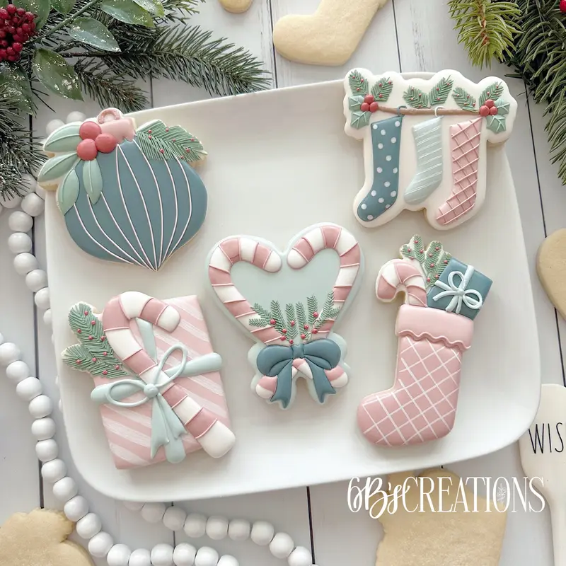 6 B's Creations - Muted Christmas - Set of 5 Cutters - Online Class not Included - Cookie Cutters
