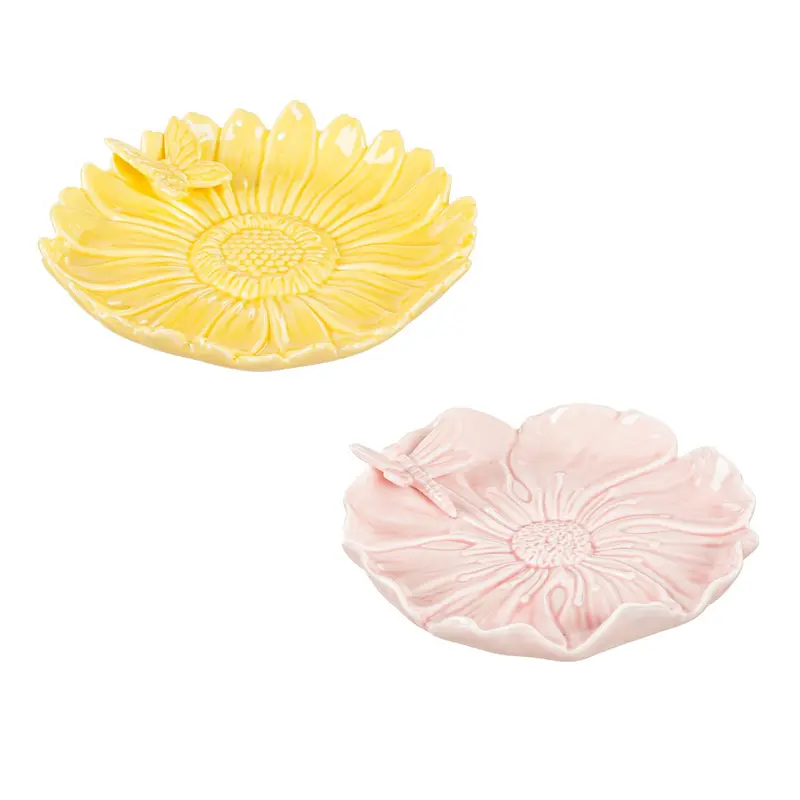 6" Ceramic Flower Shaped Trinket Dish in CDU