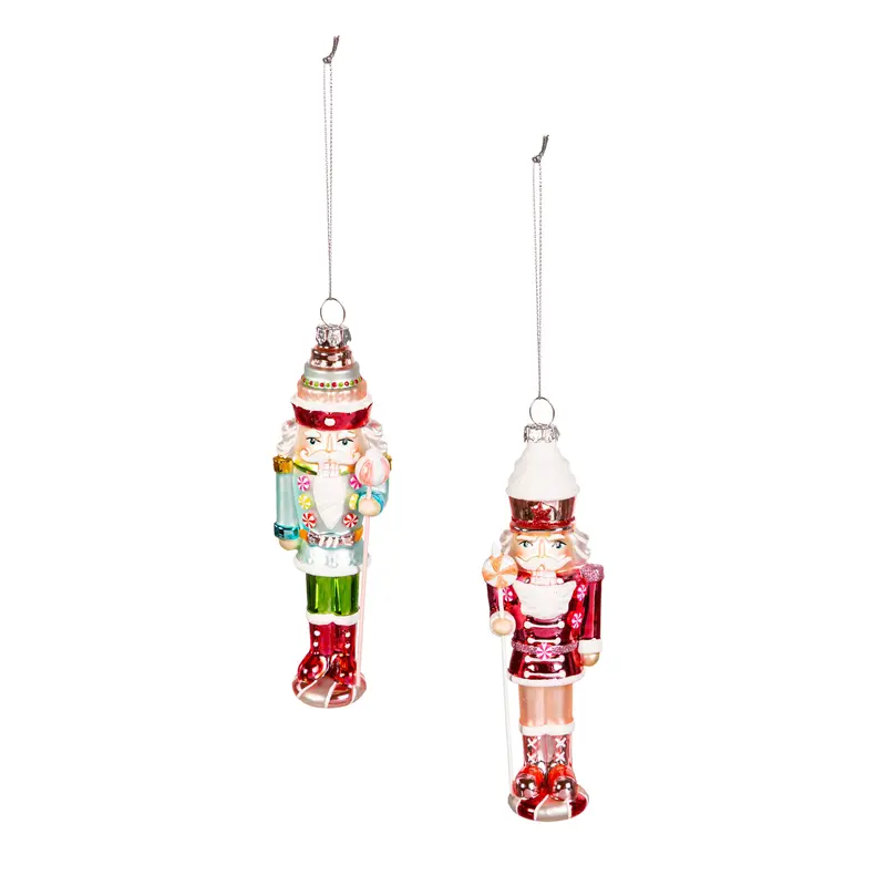 6" Glass Gingerbread Nutcracker Ornament,3otg435