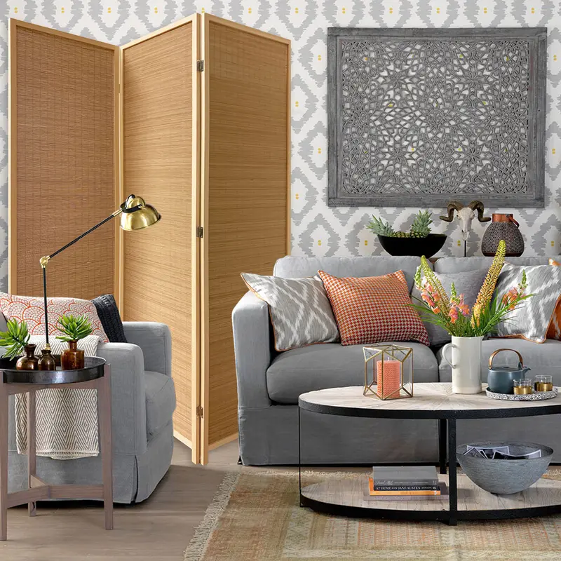 6" Light Bamboo 3 Panel Room Divider Screen By Homeroots