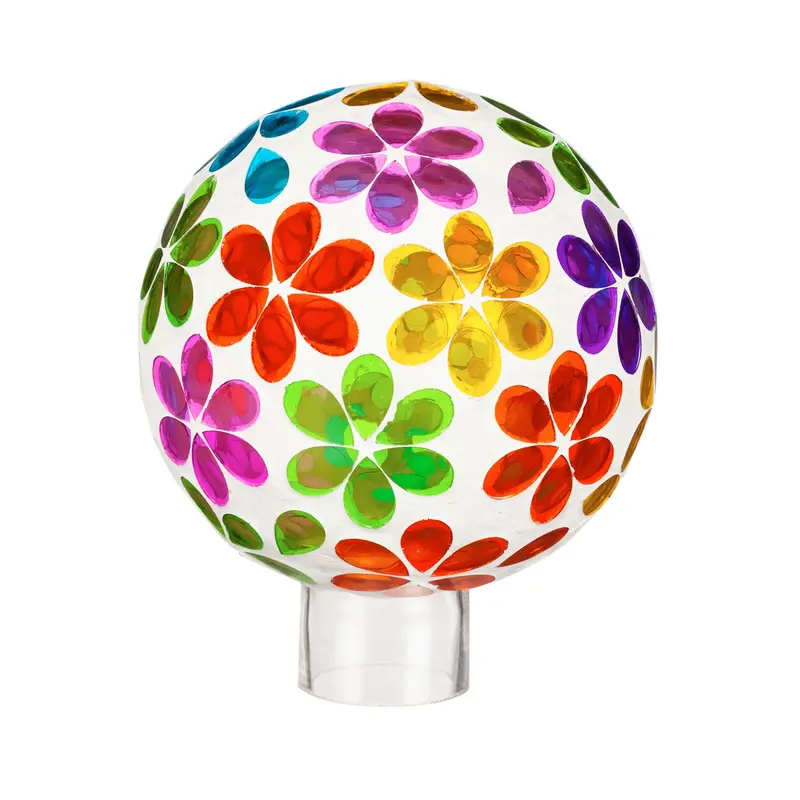 6" Mosaic Glass Gazing Ball, Bright Floral,84g3380