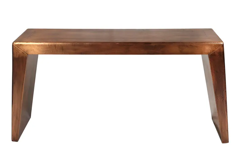 60" Copper Aluminum Sled Console Table By Homeroots