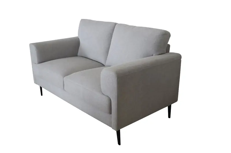 61" Light Gray 100% Linen And Black Love Seat By Homeroots