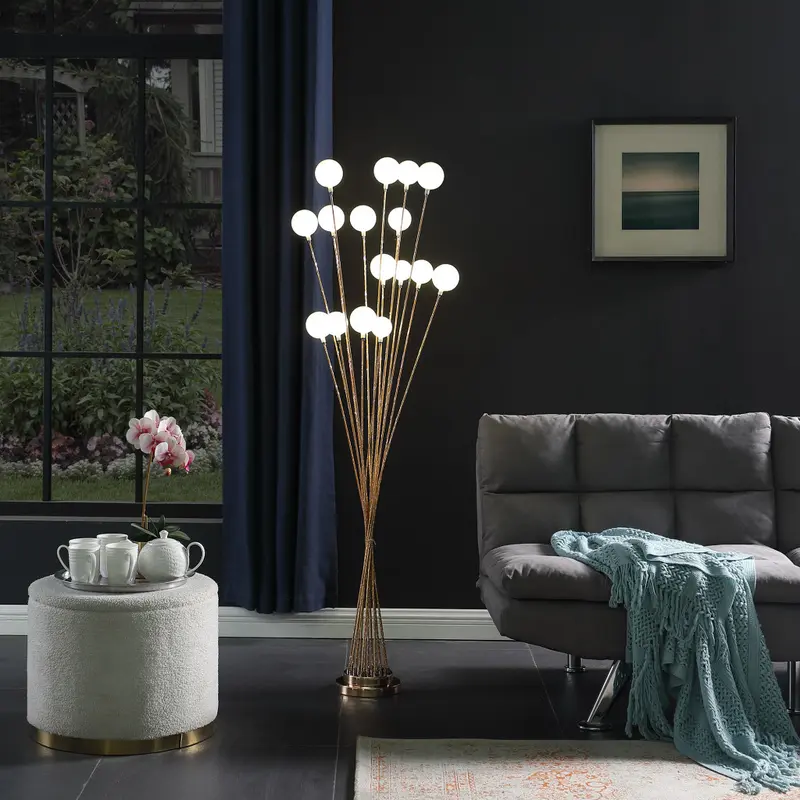 62" Golden Chrome Contemporary Multi Light LED Floor Lamp By Homeroots