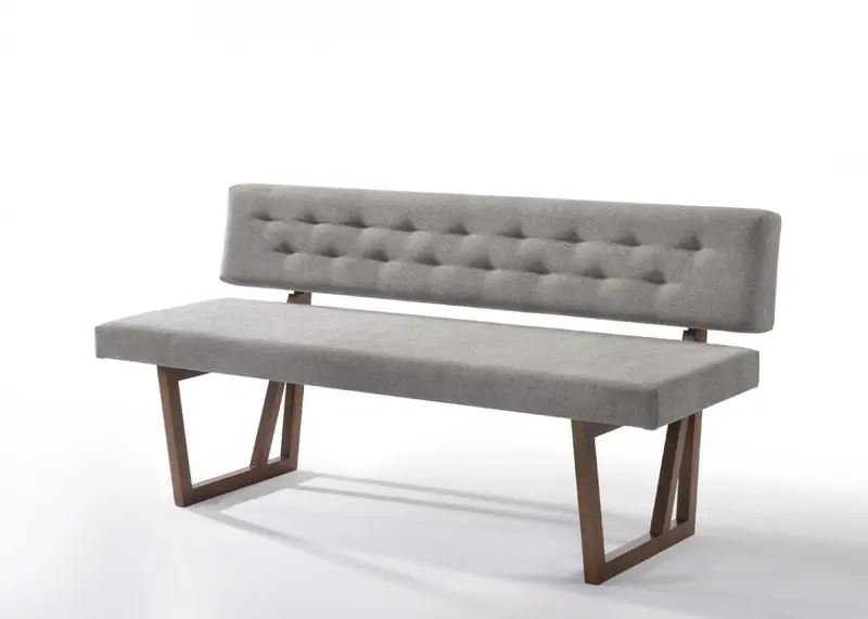 63" Gray And Brown Upholstered Linen Blend Dining bench By Homeroots