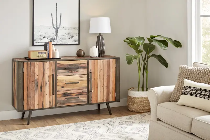 63" Modern Rustic Natural Buffet Server By Homeroots