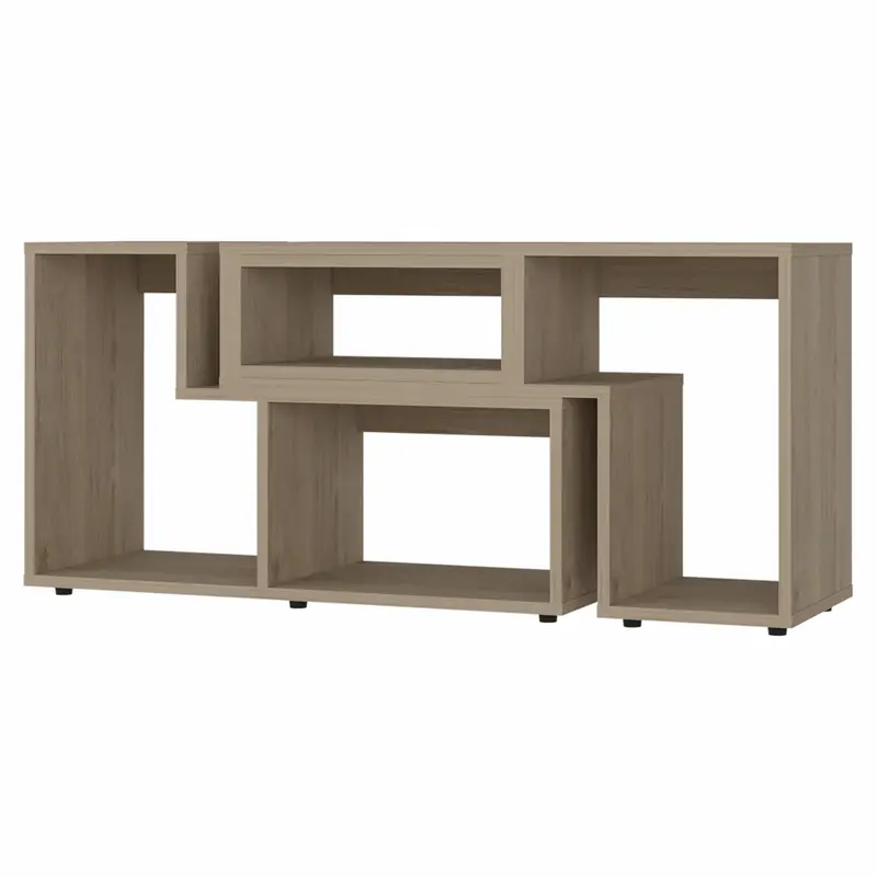 63" Wood Brown Particle Board Open Shelving TV Stand By Homeroots