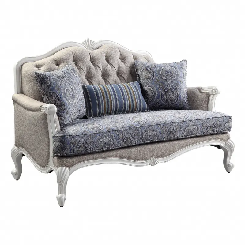 64" Beige 100% Linen And White Love Seat By Homeroots