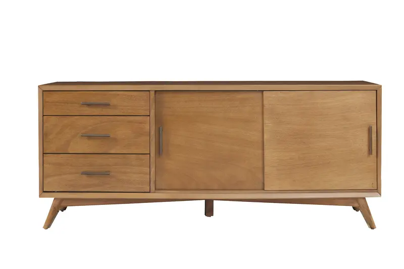 64" Wood Brown Mahogany Solids & Okoume Veneer Open shelving TV Stand By Homeroots