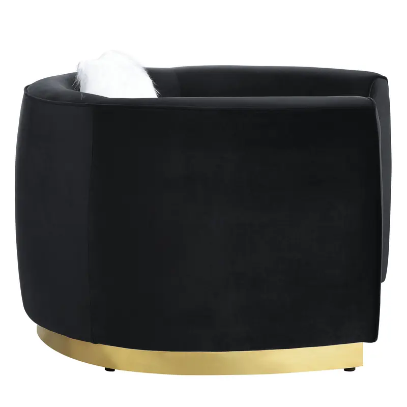 69" Black Velvet Curved Love Seat By Homeroots