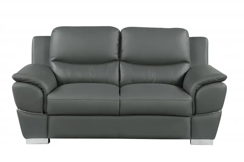 69'" X 34'"  X 35'" Modern Gray Leather Sofa And Loveseat By Homeroots