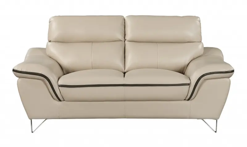 69'" X 36'" X 40'" Modern Beige Leather Sofa And Loveseat By Homeroots