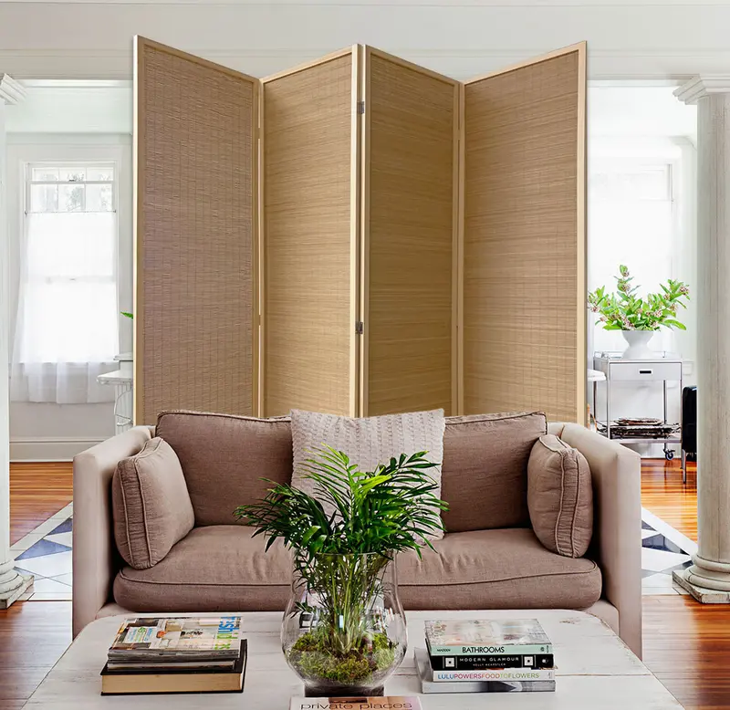7" Light Bamboo 4 Panel Room Divider Screen By Homeroots