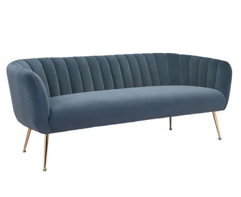 70" Dark Gray Velvet And Gold Sofa By Homeroots