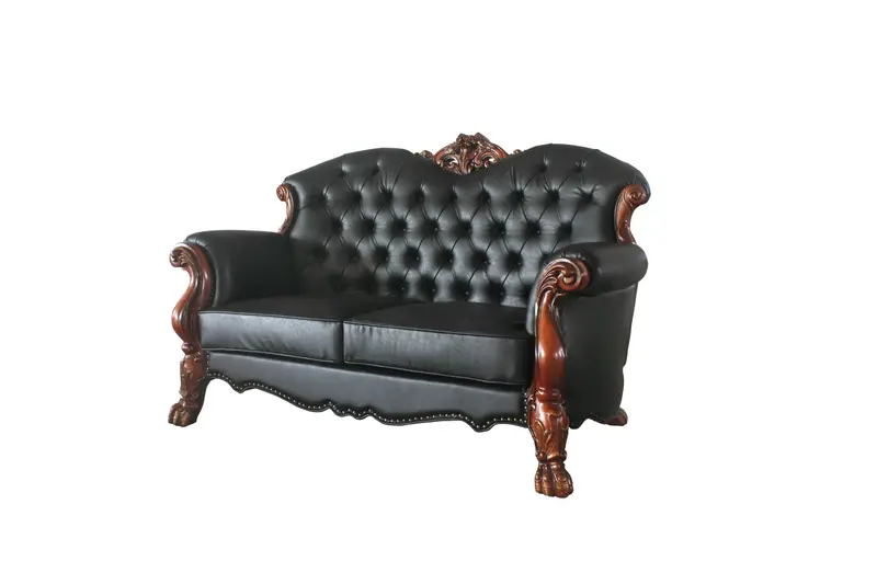 71" Black And Brown Faux Leather Love Seat And Toss Pillows By Homeroots