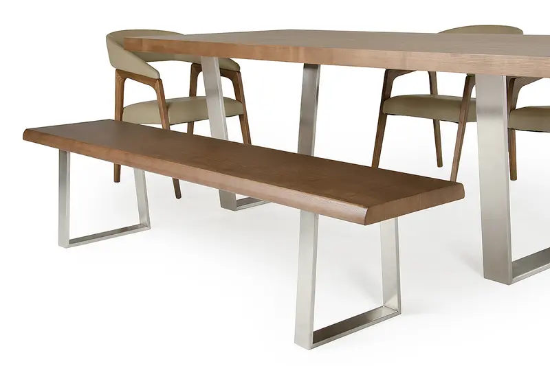 71' Modern Walnut Wood Finish Chrome Leg Bench By Homeroots