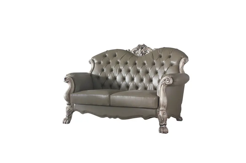 71" Patina And Bone Faux Leather Love Seat And Toss Pillows By Homeroots