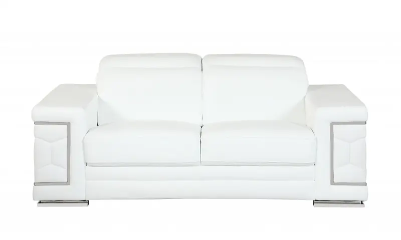 71" Sturdy White Leather Loveseat By Homeroots