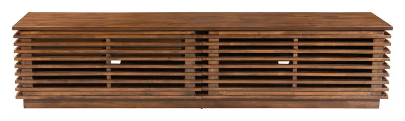 71" Walnut Modern Retro Grooves TV Media Center By Homeroots