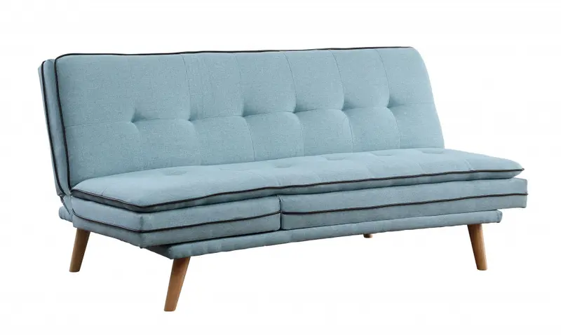 72" Blue Linen And Brown Sofa By Homeroots