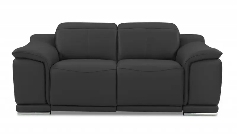 72" Gray And Silver Italian Leather Power Reclining Love Seat By Homeroots