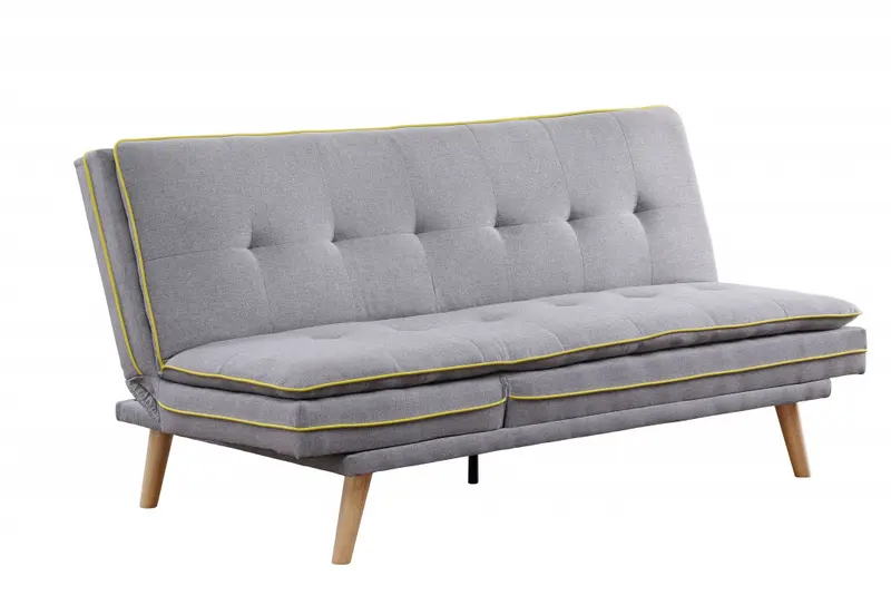 72" Gray Linen And Brown Sofa By Homeroots