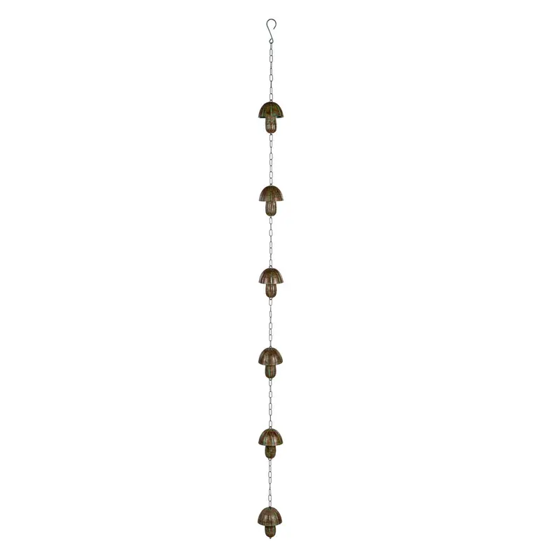 72" Verdigris Finish Metal Mushroom Rain Chain